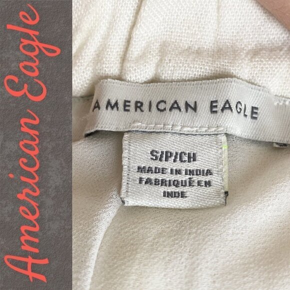 AMERICAN EAGLE Linen Blend Ivory Crochet Cross Strap Jumpsuit, Size Small - Picture 8 of 12